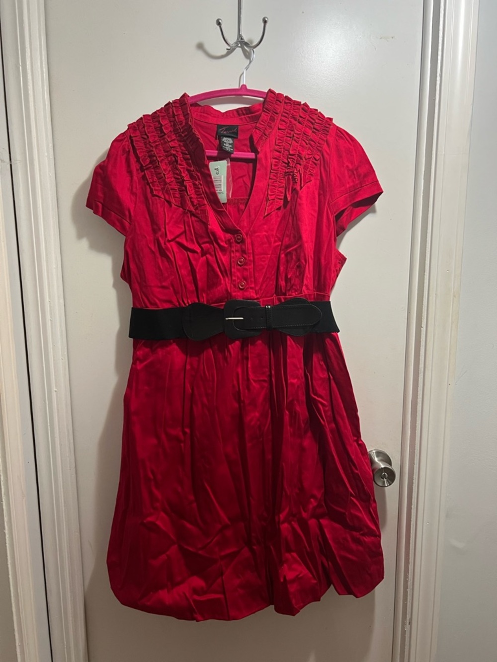 torrid Red Short Sleeve Mini Dress with Black Belt